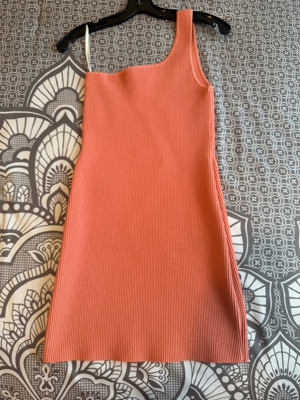 Aritzia Babaton Coral Ribbed One Shoulder Mini Dress Size M